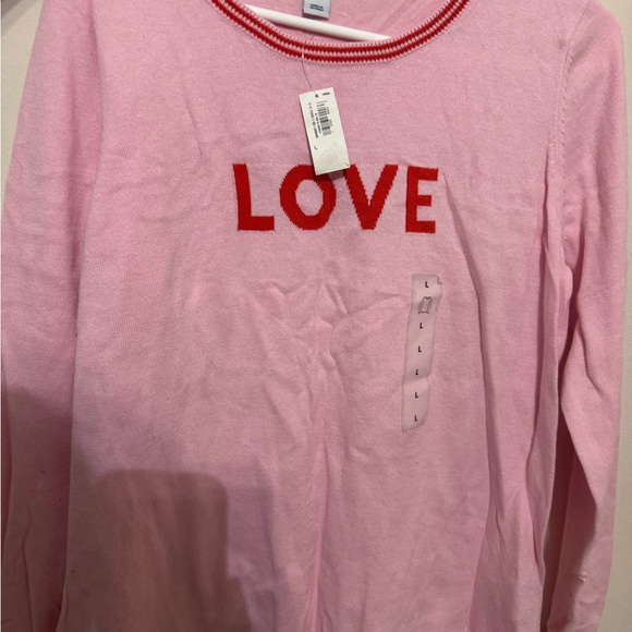 Women's Pink Sweater with Red Love Design - Picture 2 of 2